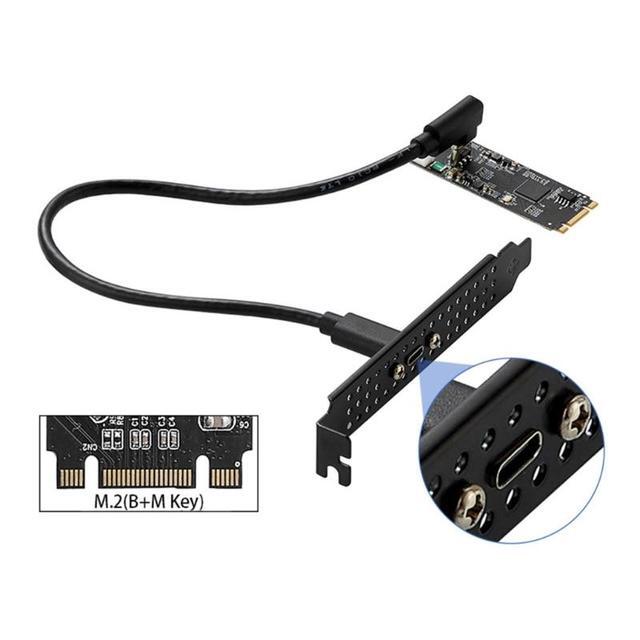 M.2 To Type C Expansion Card M.2 M/B Key To USB3.2 Gen2 10Gbps USB C Riser ASM3142 Chip M2 22x60 Data Transfer Converter(as Shown)