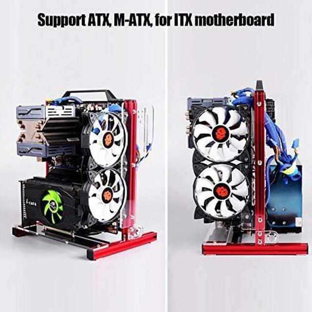 M ATX/ATX/ITX Motherboard Chassis DIY Set Computer Aluminum Open Air Frame Chassis Case Vertical Overclocking Open Aluminum Frame Chassis Rack Good Heat Dissipation(Red)