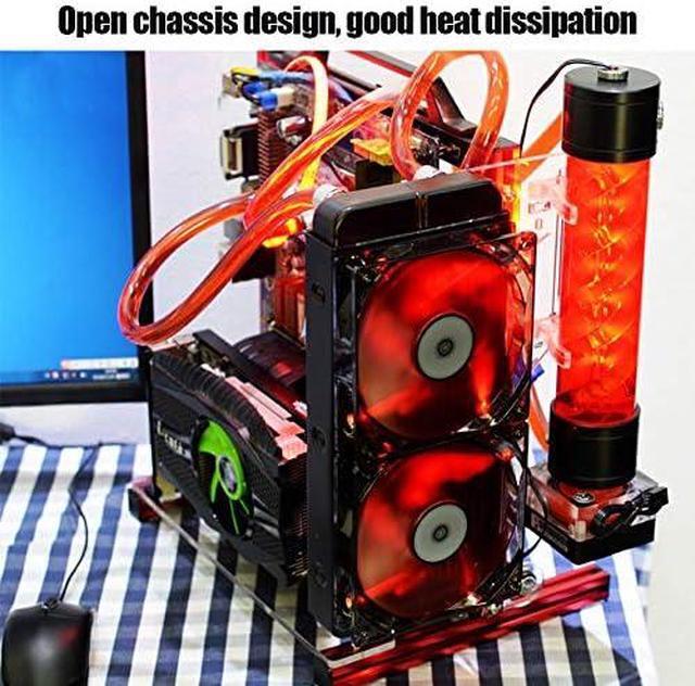 M ATX/ATX/ITX Motherboard Chassis DIY Set Computer Aluminum Open Air Frame Chassis Case Vertical Overclocking Open Aluminum Frame Chassis Rack Good Heat Dissipation(Red)