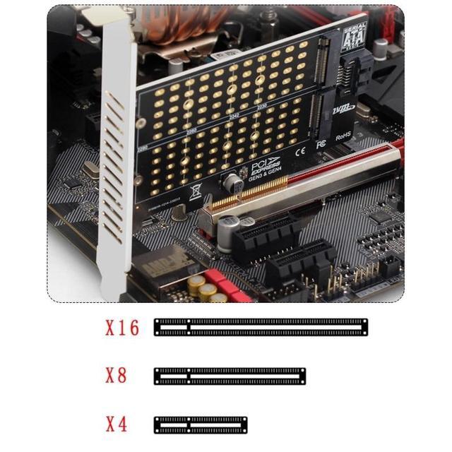 M-key M.2 NVME SSD To PCI-EX4 Adapter Support B/M-key M.2 Ngff-SSD To Sata Adapter M2 To PCIE Dual-Bay Expansion Card