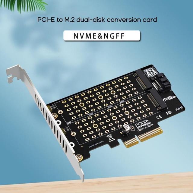 M-key M.2 NVME SSD To PCI-EX4 Adapter Support B/M-key M.2 Ngff-SSD To Sata Adapter M2 To PCIE Dual-Bay Expansion Card