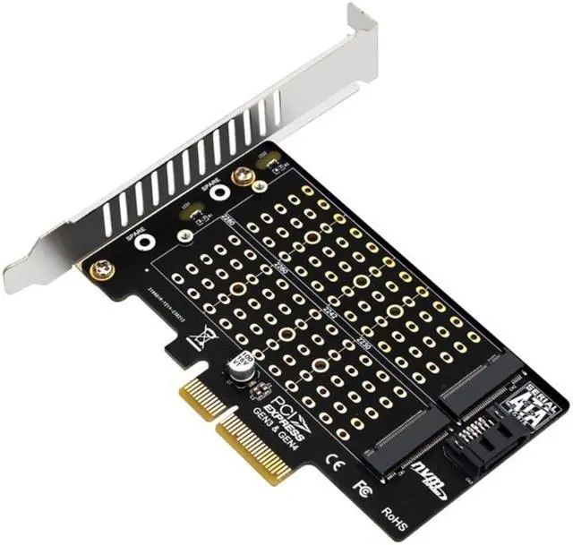M-key M.2 NVME SSD to PCI-EX4 Adapter Support B/M-key M.2 ngff-SSD to Sata Adapter M2 to PCIE Dual-Bay Expansion Card