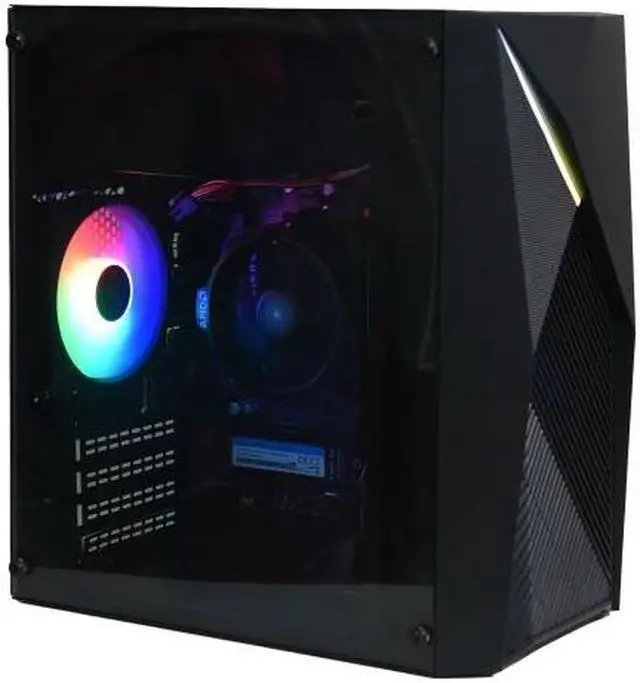 M MUIKEUHD Gaming desktop AMD Ryzen 3 2200G 8GB DDR4 3200MHz 500G M. 2 NVMe 350W PSU Windows 11 Pro Gaming PC Black