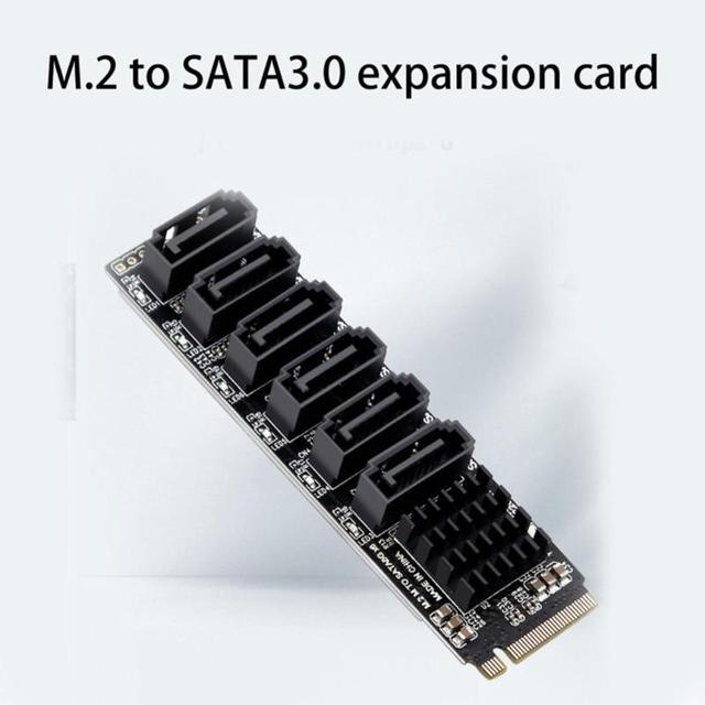 M2 NVME PCI-E PCIE 3.0 To 6 Port 3.0 SATA Adapter Card ASM1166 6Gbps M-Key Chassis PC Computer Expansion Card Converter