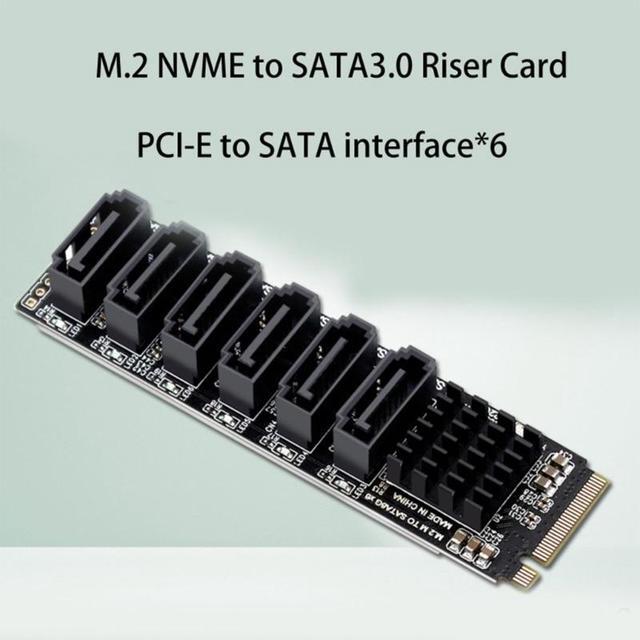 M2 NVME PCI-E PCIE 3.0 To 6 Port 3.0 SATA Adapter Card ASM1166 6Gbps M-Key Chassis PC Computer Expansion Card Converter