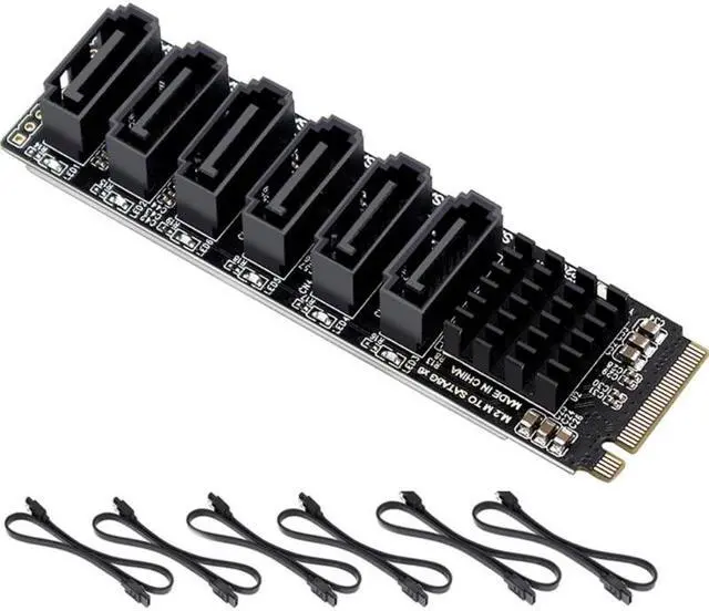 M2 NVME PCI-E PCIE 3.0 To 6 Port 3.0 SATA Adapter Card ASM1166 6Gbps M-Key Chassis PC Computer Expansion Card Converter