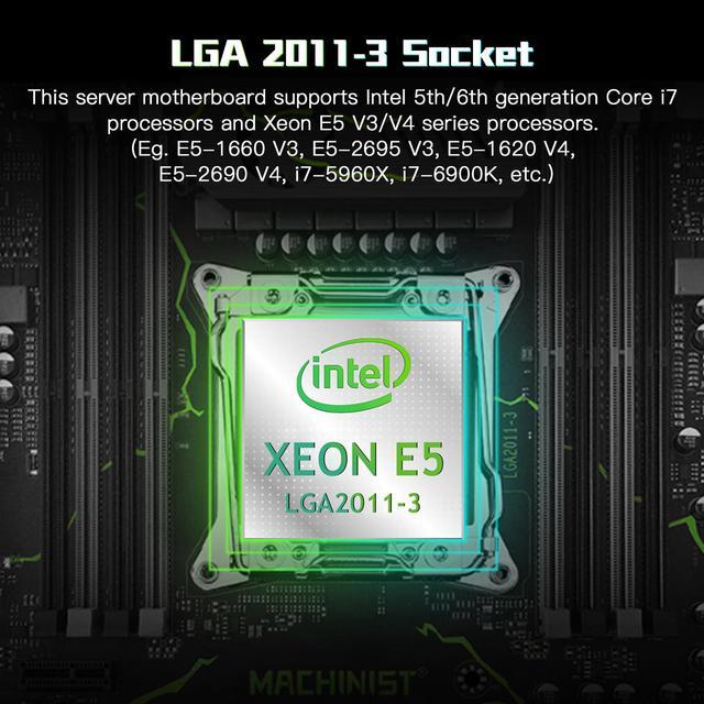 MACHINIST LGA 2011-3 Motherboard Intel X99 (Intel 5th/6th Gen) Server Motherboard (ATX PCIe 3.0 DDR4 NVME/SATA M.2 One-Key Boot/Restart SATA 6Gb/s) For Xeon E5 V3/V4 Core I7 Series MR9S