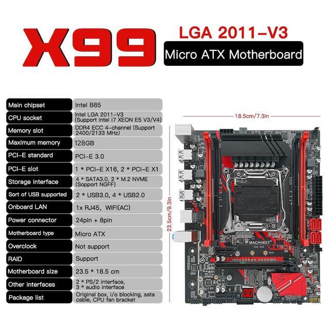 MACHINIST X99 LGA 2011-V3 Motherboard Micro ATX Motherboard (PCIe 3.0 M.2 Slots 4 Channel DDR4 SATA 6Gb/s) For Intel XEON E5 V3/V4 Core I7 Seriers CPUs PC Server Mainboard With Diagnostic Card