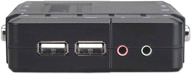 MANHATTAN 4 Port KVM Switch Audio & Microphone Functionality With USB Support For Managing Multimedia Systems On Computer & PC 151269