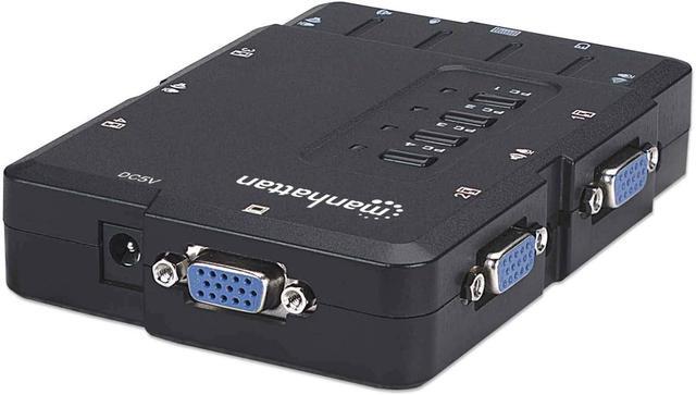 MANHATTAN 4 Port KVM Switch Audio & Microphone Functionality With USB Support For Managing Multimedia Systems On Computer & PC 151269
