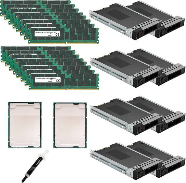 Matched Pair of Intel Xeon 6148 20-Core 2.40 GHz Bundle with 15.36TB Enterprise SSD Storage and 512GB DDR4 Memory for PowerEdge R540 R640 R740 R740xd T440 T640