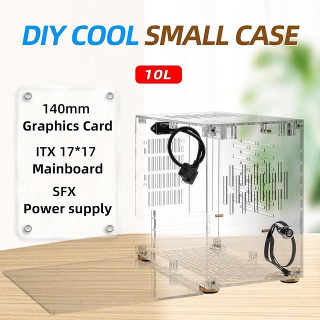 Mini Itx Case Small Form Factor PC Case 360 Degrees Open Hollow Cooling DIY Mini Itx Computer Gaming Case Clear Acrylic Micro Itx Case For Desktop PC 100240V