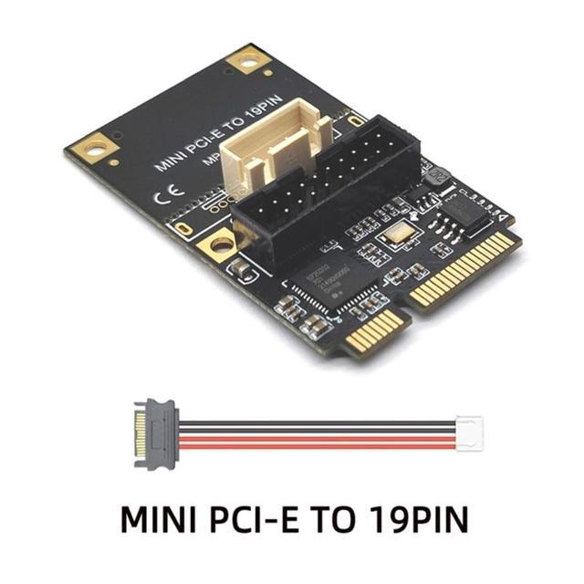 MINI PCI-Express To 19pin USB3.0 Expansion Card Mini PCI-E To USB3.0 Adapter Riser Card 15pin Sata/4Pin Power(SATA)