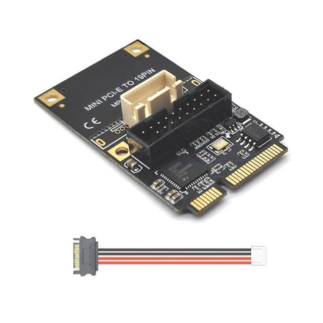 MINI PCI-Express To 19pin USB3.0 Expansion Card Mini PCI-E To USB3.0 Adapter Riser Card 15pin Sata/4Pin Power(4PIN)