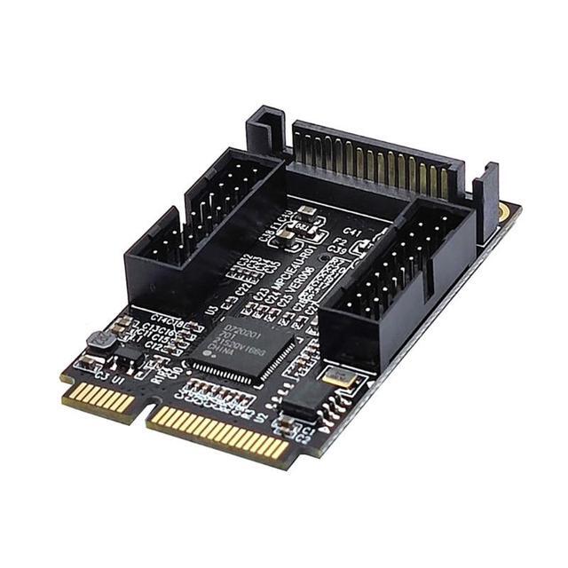 Mini PCIe To Dual 19-Pin Front Panel Extension Card Mini PCIE To USB3.0 Front PIN Head 19PIN Small 4-Pin/Sata Connector(SATA)