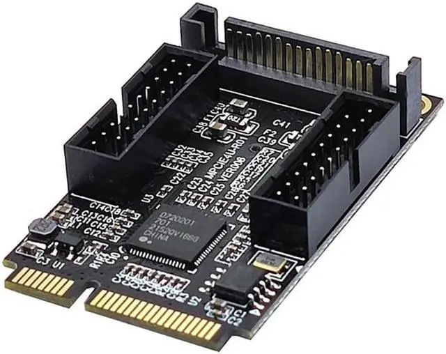 Mini PCIe to Dual 19-Pin Front Panel Extension Card Mini PCIE to USB3.0 Front PIN Head 19PIN Small 4-Pin/Sata Connector(SATA)