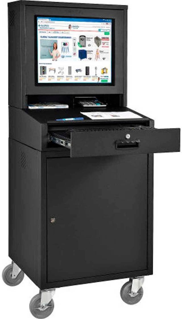 Mobile Security LCD Computer Cabinet Enclosure Black 24-1/2"W X 22-1/2"D X 62-3/4"H