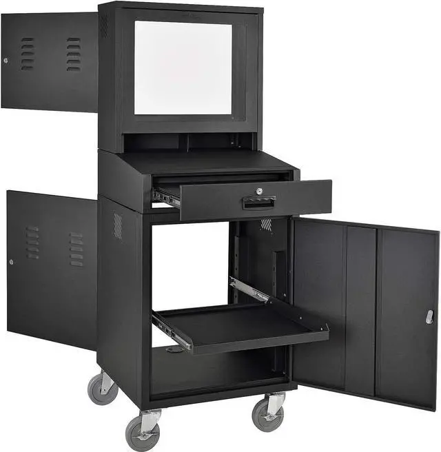 Mobile Security LCD Computer Cabinet Enclosure Black 24-1/2"W x 22-1/2"D x 62-3/4"H