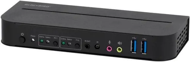 Monoprice Blackbird 4K Displayport 1.4 USB 3.0 2x1 KVM Switch 4K 60Hz HDR YCbCr 4:4:4 HDCP 2.2 Share 2 Computers with 1 Keyboard Mouse Monitor Printer