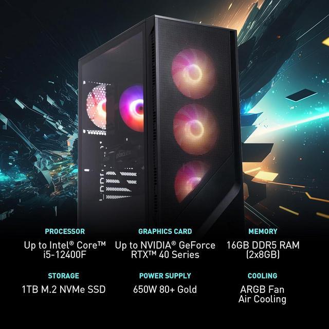 MSI Codex R2 Gaming Desktop: Intel Core I5-14400F Geforce RTX 4060 16GB DDR5 1TB M.2 NVMe SSD 80+ Gold PSU WiFi Keyboard & Mouse DIY Friendly Windows 11 Home: A14NUC5-232US