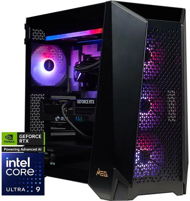 MSI Infinite (Tower) Gaming Desktop Intel Ultra9 285K GeForce RTX 5090 Liquid DDR5 6000 64GB(32GB*2) Gen 5 2TB M.2 NVMe 360 Liquid Cooling 1300W USB Type-C VR-Ready Windows 11 Pro High-End