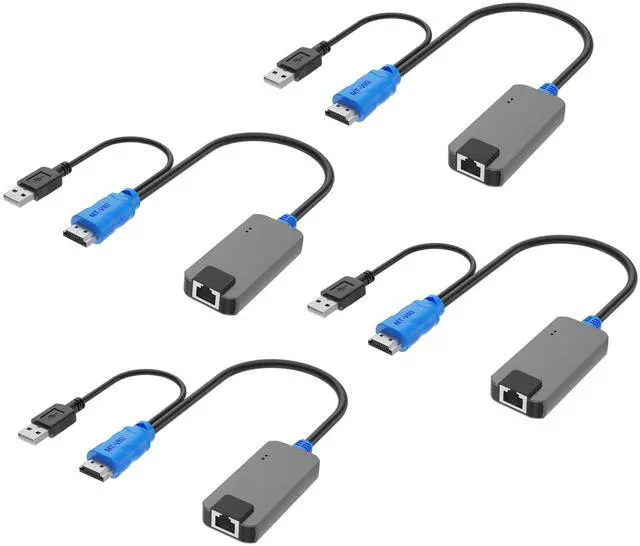 MT-VIKI 4 Pack USB HDMI to RJ45 Dongle Work for MT-VIKI CAT6 KVM Switch (1708MS-IP/1708MS) Extend Distances up to 230ft/70m from KVM Console to Servers