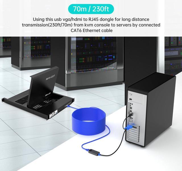 MT-VIKI 4 Pack USB VGA To RJ45 Dongle Work For MT-VIKI CAT6 KVM Switch (1708MS-IP) Extend Distances Up To 230ft/70m From KVM Console To Servers