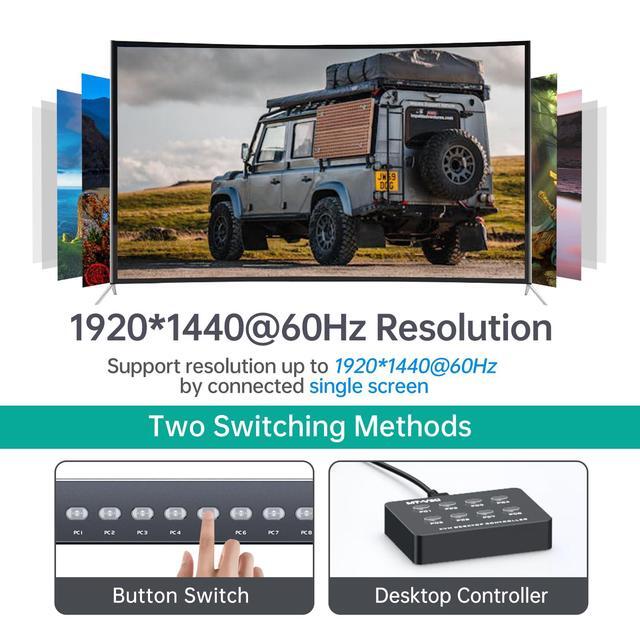 MT-VIKI KVM Switch 8 Port 8X1 Rackmount KVM Switch VGA Included 8 2-in-1 KVM Cables & Wire-Desktop Selector & Power Adapter Fit 1U 19'' Rack