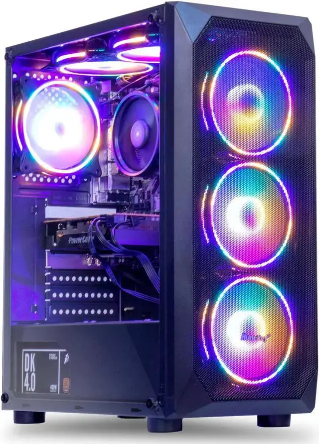 MXZ Gaming PC Computer AMD Ryzen 5 3600 GeForce RTX 4060 8GB*2(16GB) DDR4 NVME M2 500GB 5 RGB Fans Windows 11 Pro Ready to Use Gamer Desktop Computer (R5 3600 RTX 4060)