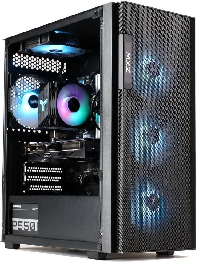 MXZ Gaming PC Computer Intel Core i5 12400F GeForce RTX 4060 8GB*2(16GB) DDR4 NVME M2 500G 5RGB Fans Windows 11 Pro Ready to use Gamer Desktop Computer(I5 12400F RTX4060)