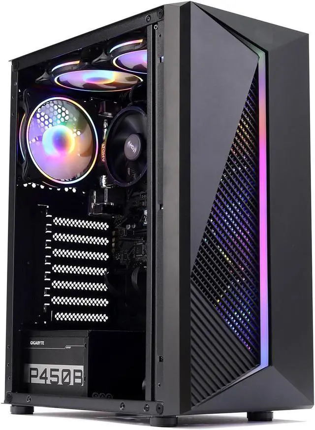 MXZ Gaming PC Desktop Computer AMD Ryzen 5 5600GT 3.6GHz AMD Radeon RX Vega 7 Graphics 16GB DDR4 NVME 1TB SSD 6RGB Fans Win 11 Pro Ready Gamer Desktop Computer (R5 5600GT)