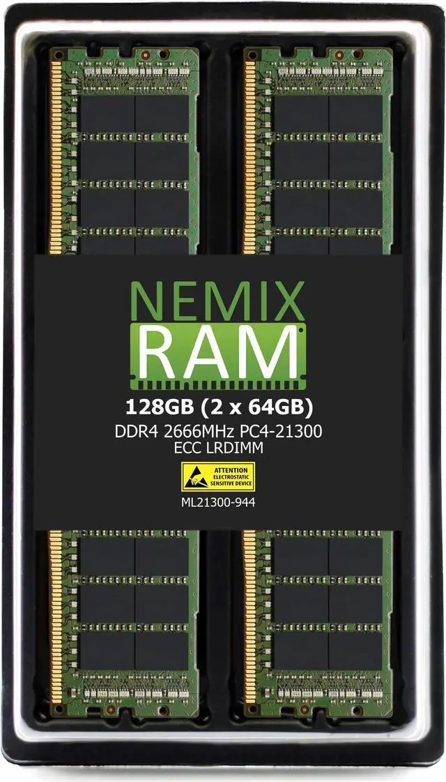 NEMIX RAM 128GB (2X64GB) DDR4 2666MHZ PC4-21300 4Rx4 1.2V 288-PIN ECC LRDIMM Load Reduced Server Memory KIT