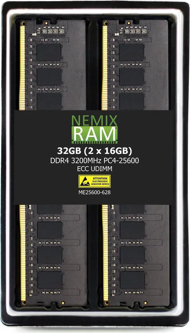 NEMIX RAM 32GB (2X16GB) DDR4 3200MHZ PC4-25600 2Rx8 1.2V 288-PIN ECC Unbuffered UDIMM KIT