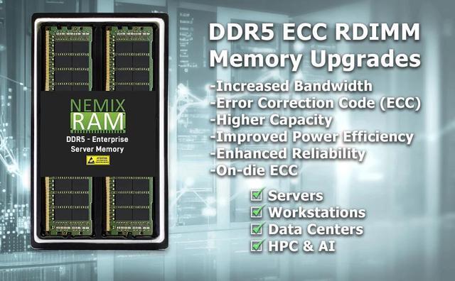 NEMIX RAM 32GB (2X16GB) DDR5 5600MHZ PC5-44800 1Rx8 1.1V 288-PIN ECC RDIMM Registered Server Memory KIT