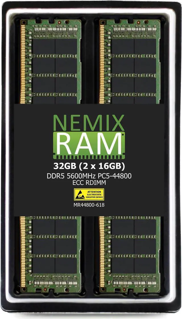 NEMIX RAM 32GB (2X16GB) DDR5 5600MHZ PC5-44800 1Rx8 1.1V 288-PIN ECC RDIMM Registered Server Memory KIT