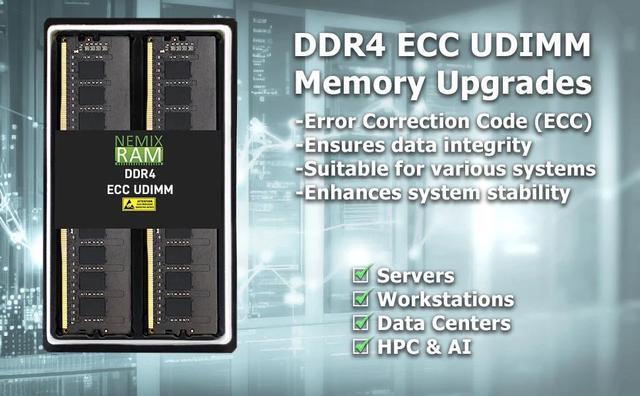 NEMIX RAM 64GB (2X32GB) DDR4 2666MHZ PC4-21300 2Rx8 1.2V 288-PIN ECC Unbuffered UDIMM Memory KIT