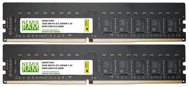 NEMIX RAM 64GB (2X32GB) DDR4 3200MHZ PC4-25600 2Rx8 1.2V 288-PIN ECC Unbuffered UDIMM KIT
