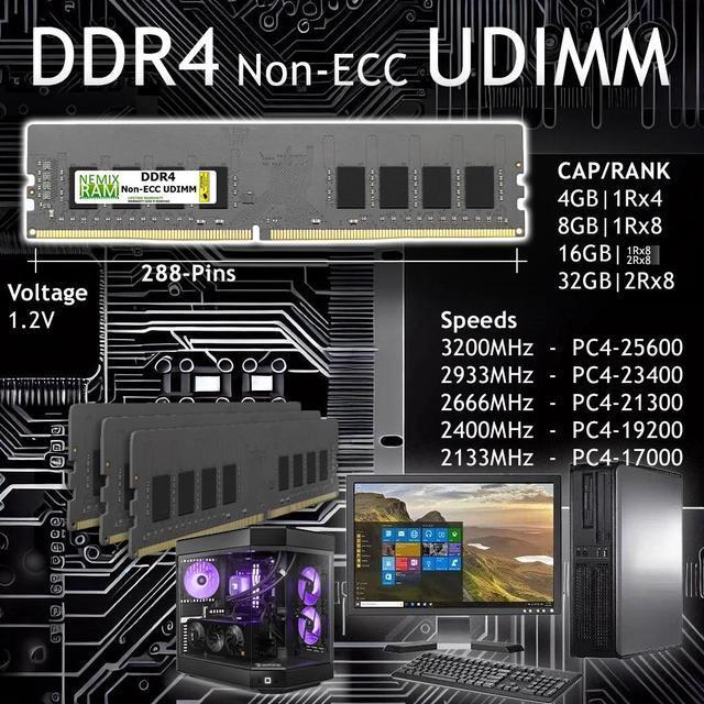 NEMIX RAM 64GB (4X16GB) DDR4 2666MHZ PC4-21300 2Rx8 1.2V 288-PIN ECC Unbuffered UDIMM Memory KIT Compatible With ASUS WS X299 PRO X99-WS/IPMI WS Z390 PRO Motherboard