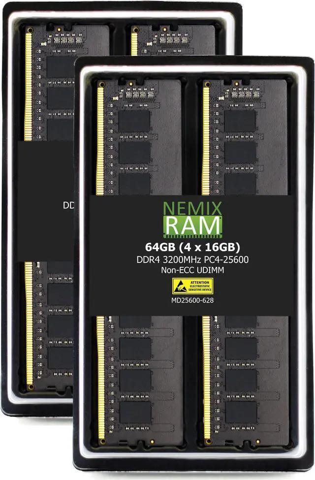 NEMIX RAM 64GB (4X16GB) DDR4 2666MHZ PC4-21300 2Rx8 1.2V 288-PIN ECC Unbuffered UDIMM Memory KIT Compatible with ASUS WS X299 PRO X99-WS/IPMI WS Z390 PRO Motherboard