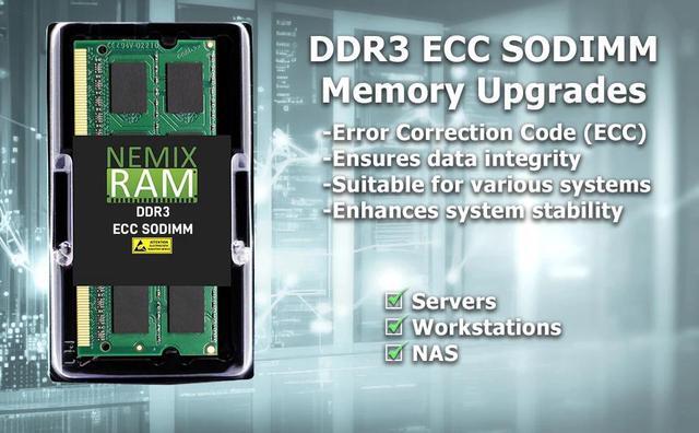 NEMIX RAM 8GB (1X8GB) DDR3 1600MHZ PC3-12800 2Rx8 1.35V 203-PIN ECC SODIMM Compatible With Supermicro MEM-DR380L-SL02-ES16 ECC Unbuffered Memory