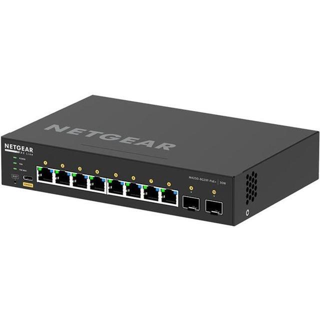 Netgear AV Line M4250 GSM4210PX Ethernet Switch - 8 Ports - Manageable - 10 Gigabit Ethernet - 10GBase-T 10GBase-X - 3 Layer Supported - Power Adapter - 220 W PoE Budget - Optical Fiber Twisted Pair