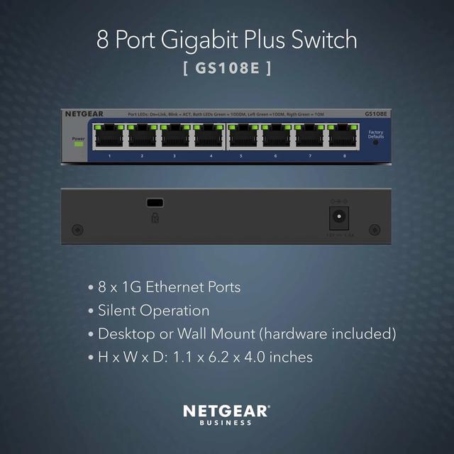 Netgear GS108E 8-Port Gigabit Ethernet Switch GS108E-400NAS