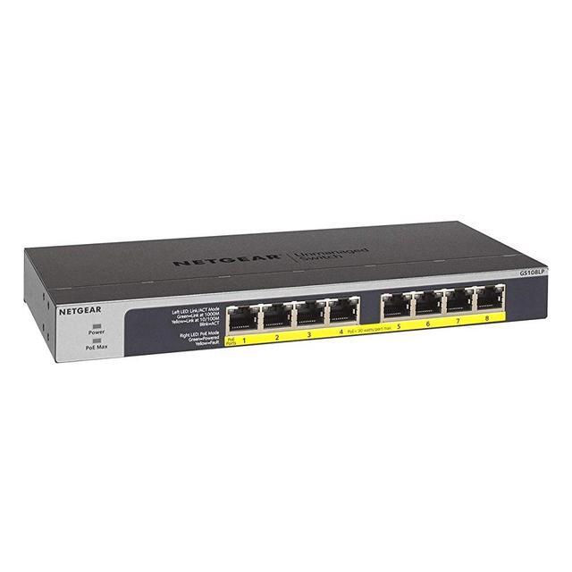 Netgear GS108LP 8-Port PoE/PoE+ Gigabit Ethernet Unmanaged Switch With FlexPoE GS108LP-100NAS