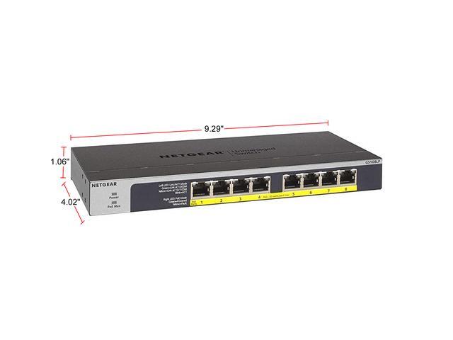Netgear GS108LP 8-Port PoE/PoE+ Gigabit Ethernet Unmanaged Switch With FlexPoE GS108LP-100NAS