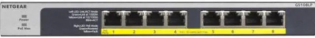 Netgear GS108LP 8-Port PoE/PoE+ Gigabit Ethernet Unmanaged Switch with FlexPoE GS108LP-100NAS