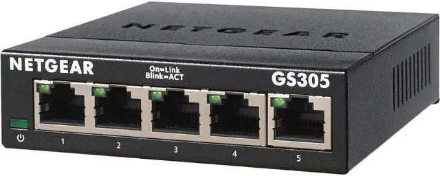 Netgear GS305 5-Port Gigabit Ethernet SOHO Unmanaged Essentials Switch GS305-300PAS