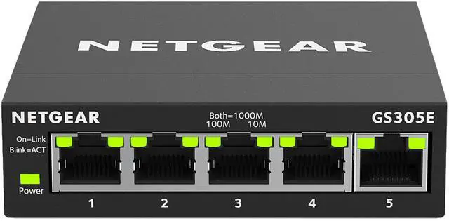 Netgear GS305E 5-Port Gigabit Ethernet SOHO Plus Easy Smart Managed Essentials Switch GS305E-100NAS