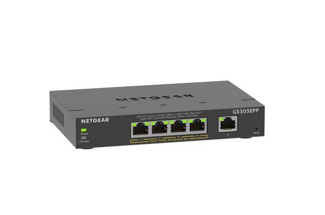 Netgear GS305EPP 5-Port Gigabit Ethernet Easy Smart Essentials PoE Manageable Switch GS305EPP-100NAS