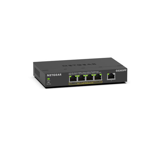 Netgear GS305PP 5-Port Gigabit Ethernet SOHO Unmanaged Switch With 4-Ports PoE+ (83W) GS305PP-300NAS