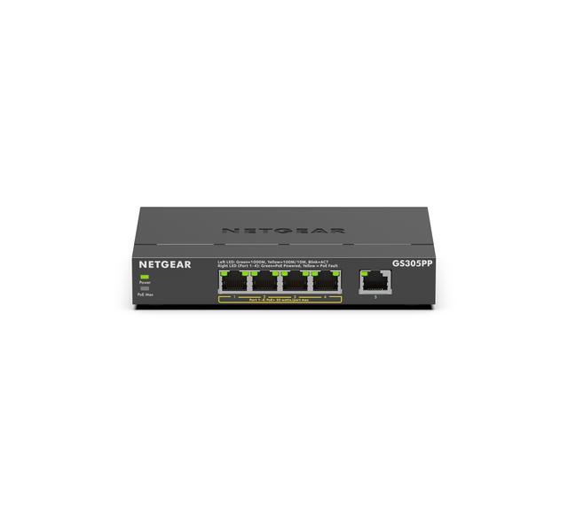 Netgear GS305PP 5-Port Gigabit Ethernet SOHO Unmanaged Switch With 4-Ports PoE+ (83W) GS305PP-300NAS
